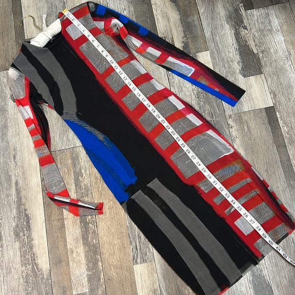 PETIT POIS BY VIVIANA G MESH DRESS multicolor stretch long sleeve midi size S - Picture 4 of 16